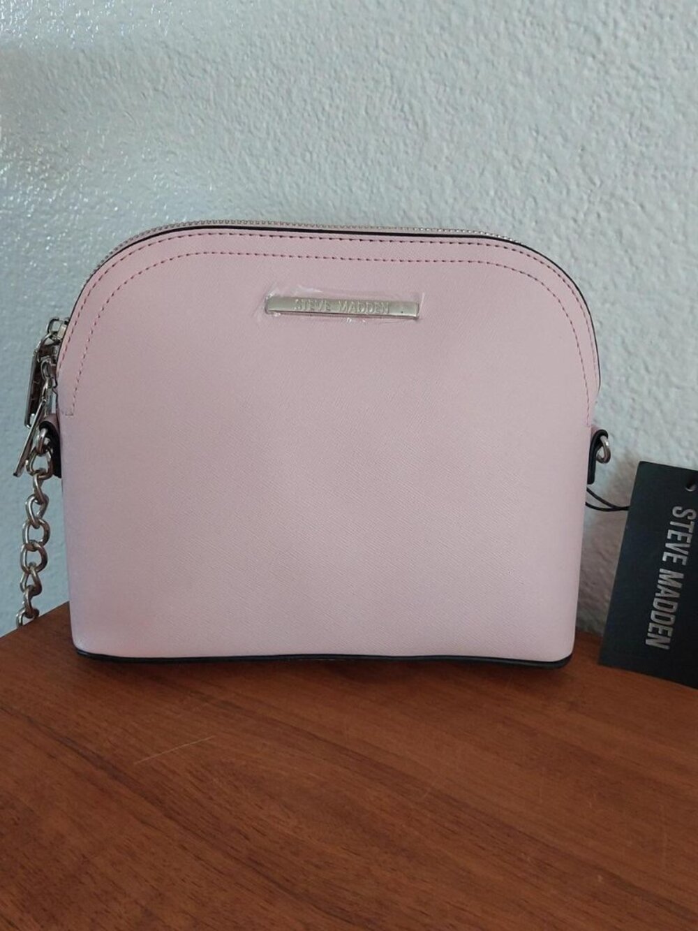 Steve Madden Handbag Pink is a stylish crossbody dome bag  blush pink, crossbody